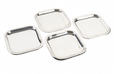 J.E. PUIFORCAT - SUITE OF 4 SQUARE PRESENTATION DISHES IN ART DECO SILVER 1930