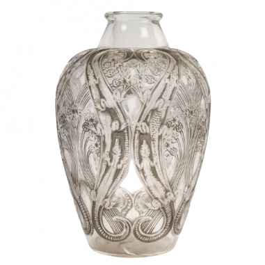 René Lalique,1913 : Vase “Lézards et Bluets”