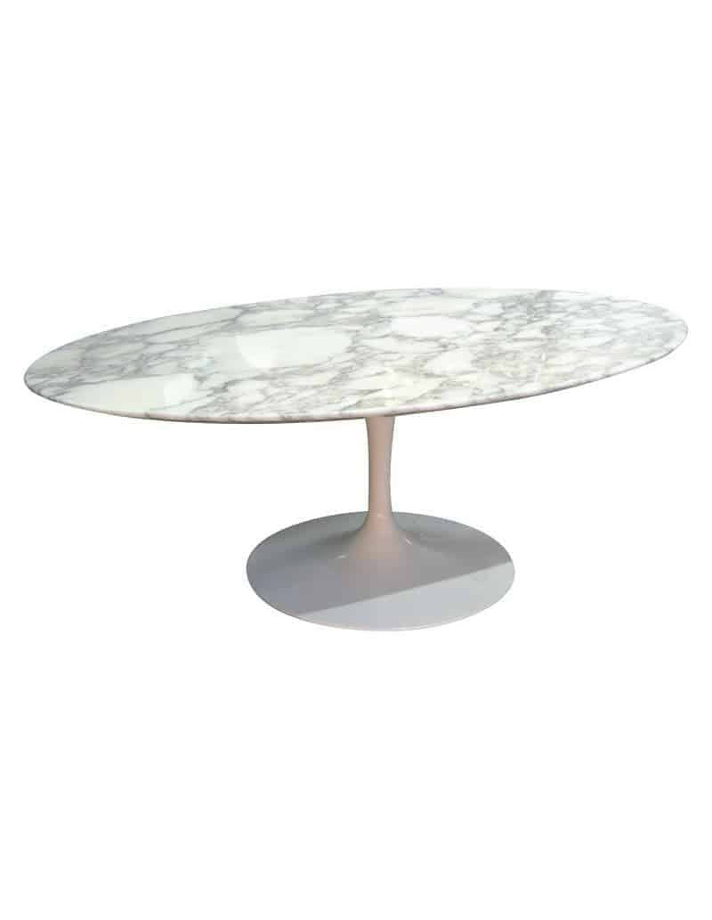 Eero Saarinen & Knoll : Table "Tulip" plateau ovale Calacatta