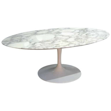 Eero Saarinen & Knoll : Table "Tulip" plateau ovale Calacatta