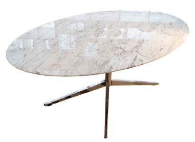 Florence KNOLL, arabescato oval table - Marble and chromed steel