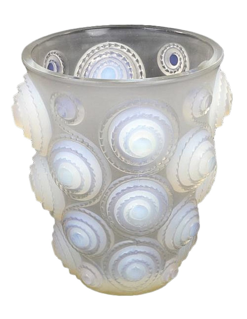 René Lalique, “Spirales” vase, opalescent glass.