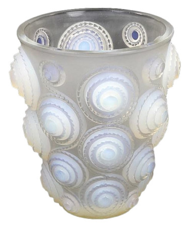 René Lalique, “Spirales” vase, opalescent glass.