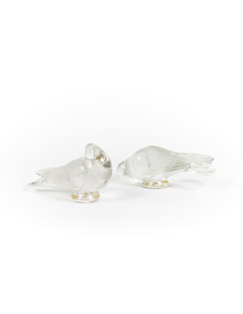 R Lalique, Paire de Pigeon Vervier et Pigeon « GAND »