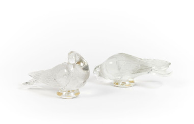 R Lalique, Paire de Pigeon Vervier et Pigeon « GAND »