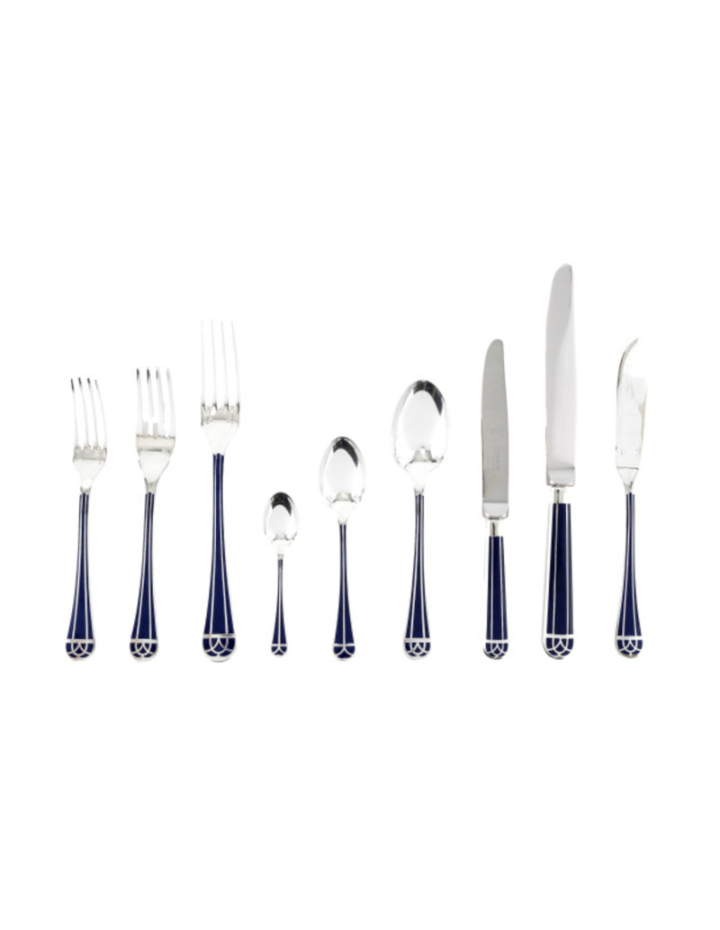 CHRISTOFLE, “Talisman blue lacquer” 144-piece cutlery tray