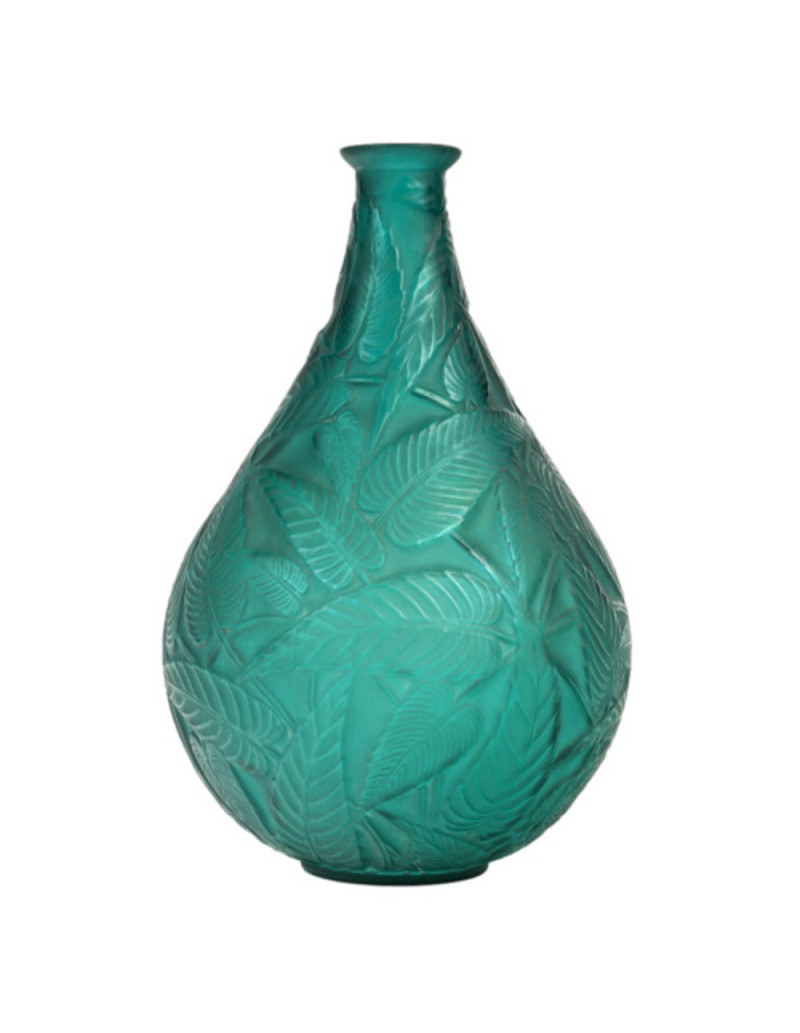 René LALIQUE -1923- Vase "SAUGE" teinté Vert émeraude