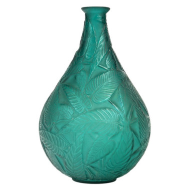 René LALIQUE -1923- Vase "SAUGE" teinté Vert émeraude