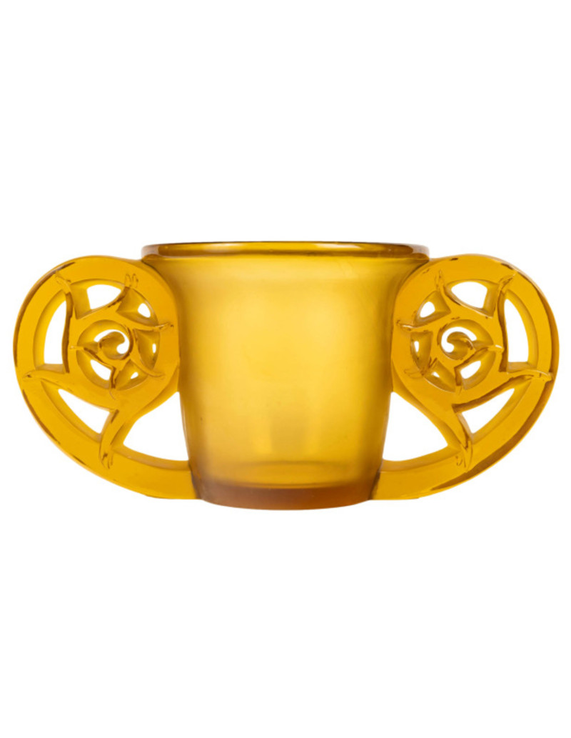 René Lalique -1926 Vase "Pierrefonds" teinté jaune ambre